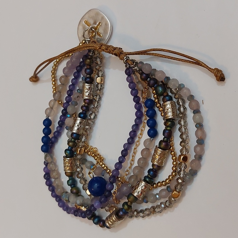Demaco's Your Journey Indigo Adjustable Beaded Prayer Bracelet 7" - Picture 3 of 5